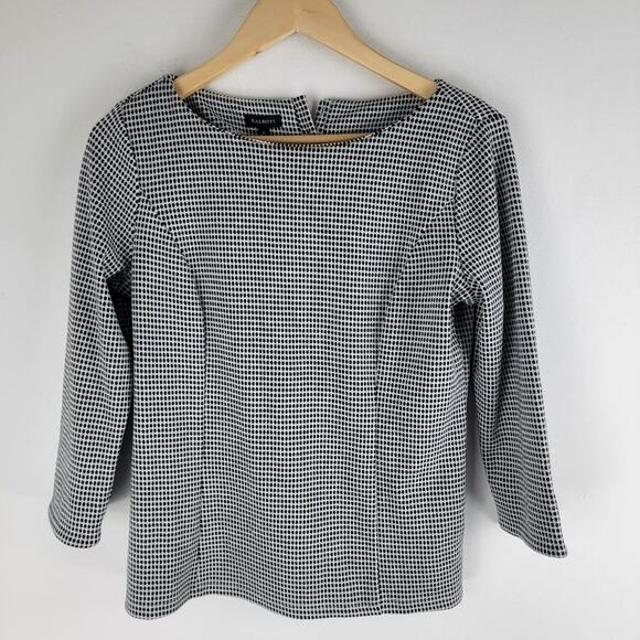 NEW Talbots Polka Dot 3/4 Sleeve Blouse Buttons Stretch White Black Size S - Picture 1 of 6
